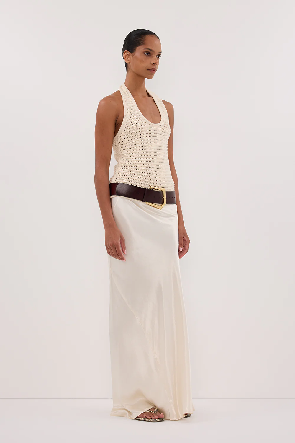 GINA CREAM HALTER CROCHET TOP - Yukikoi