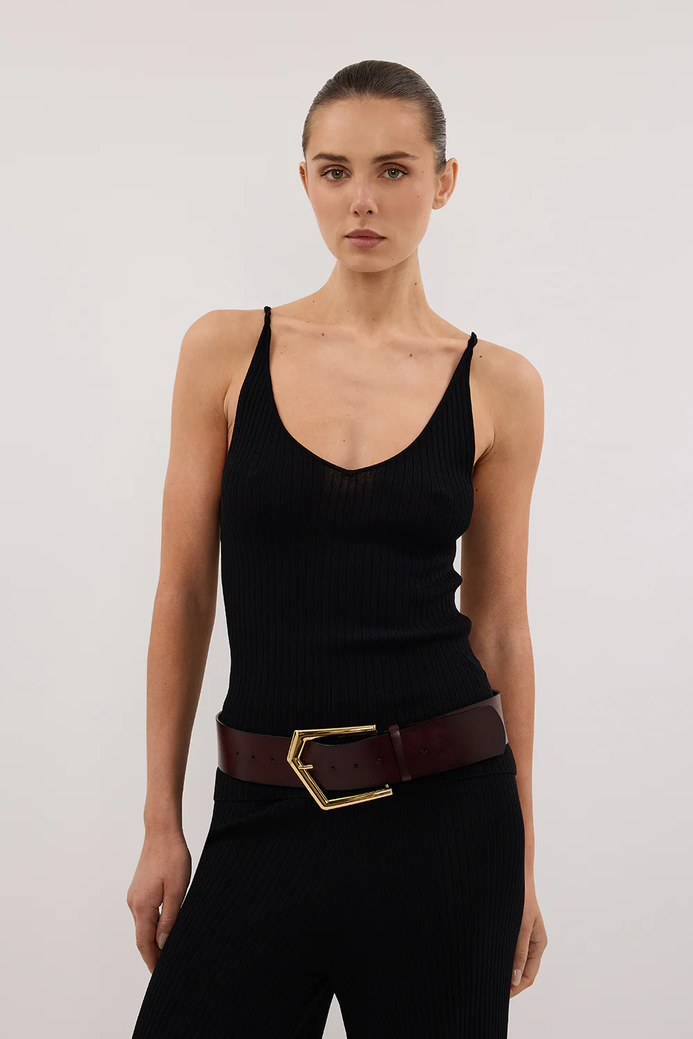 JOY BLACK TWIST KNIT TANK - Yukikoi