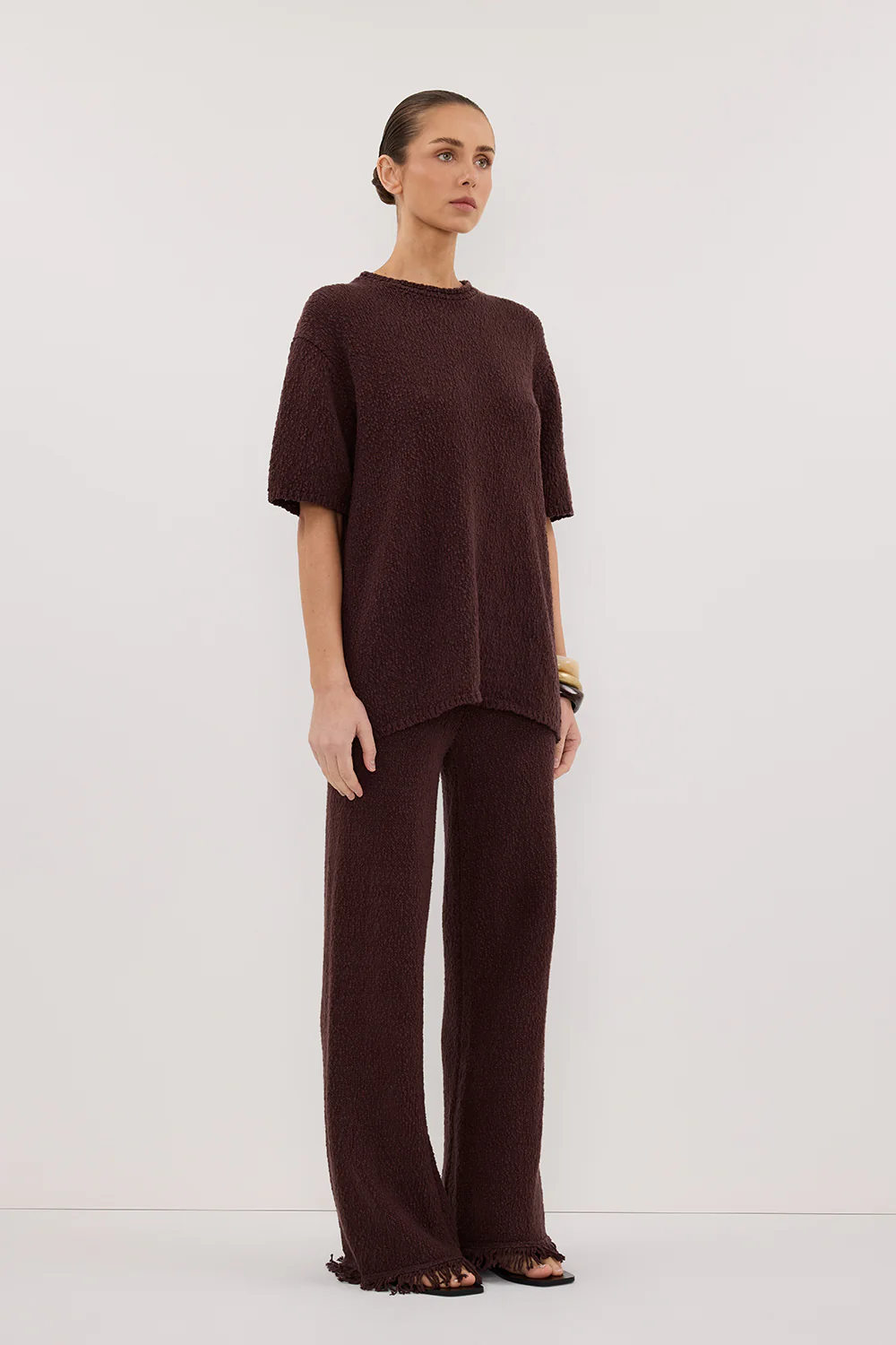 SUE CHOC FRINGE KNIT PANT - Yukikoi