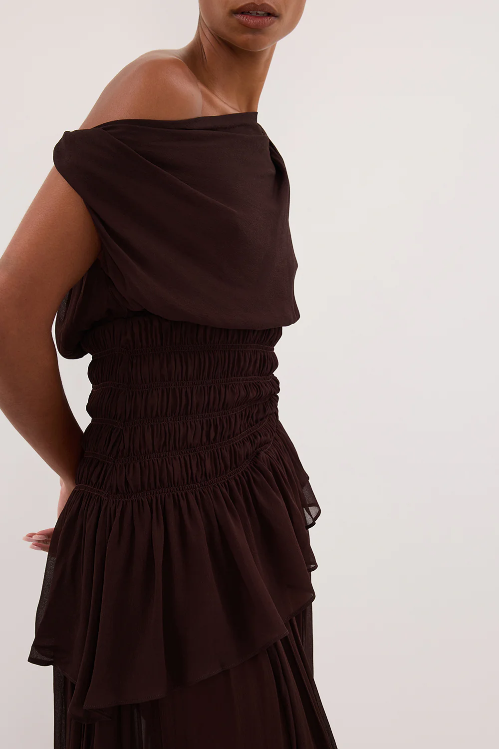 TIANA DARK CHOC ASYM TOP - Yukikoi