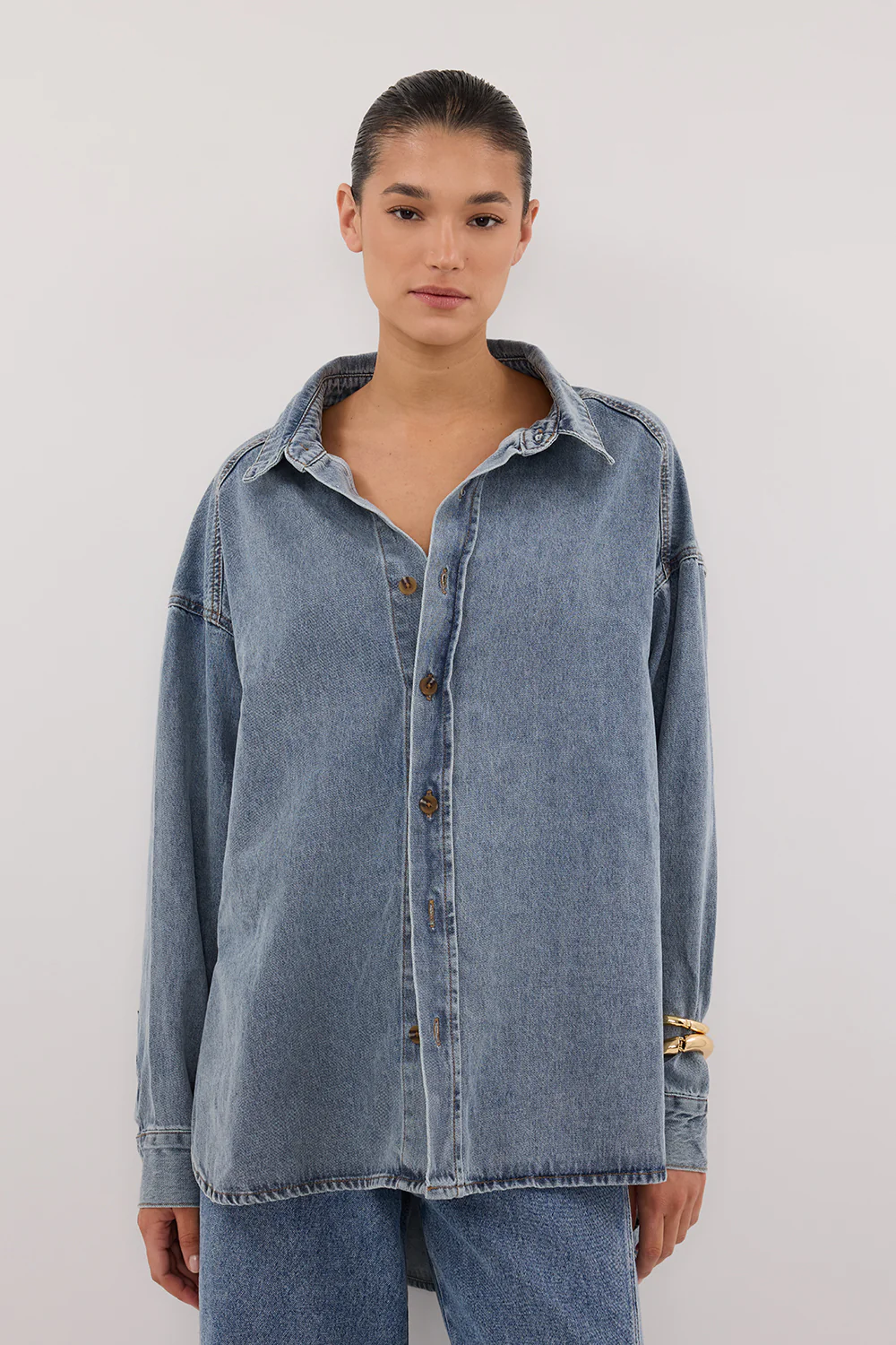 ASHTON CLASSIC BLUE OVERSIZED DENIM SHIRT - Yukikoi