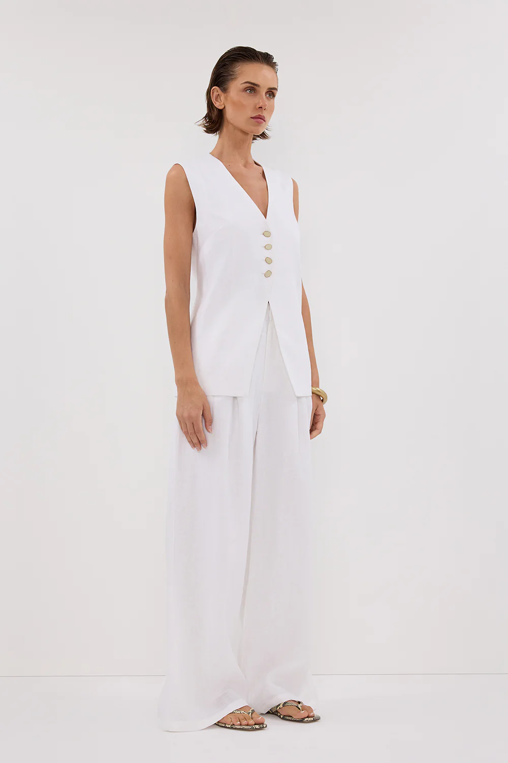 KNOX WHITE LINEN VEST - Yukikoi