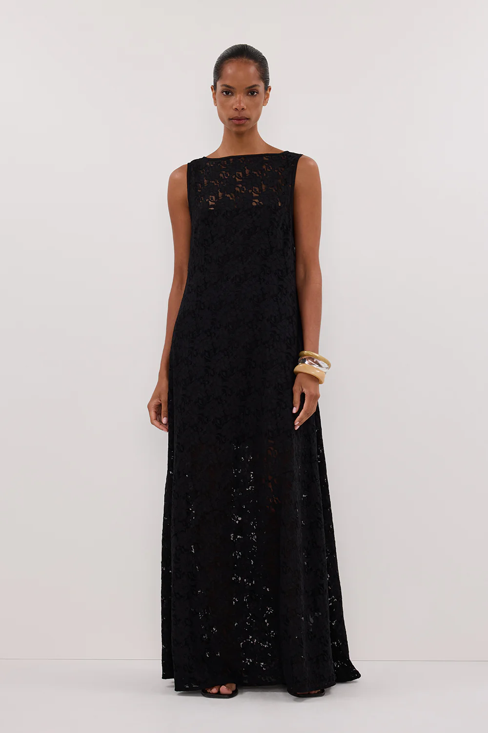 LOULA BLACK LACE MIDI DRESS - Yukikoi