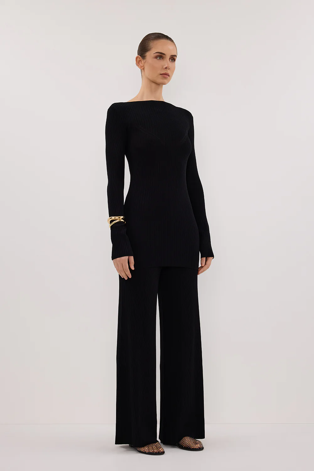 JOY BLACK LONGLINE KNIT TOP - Yukikoi