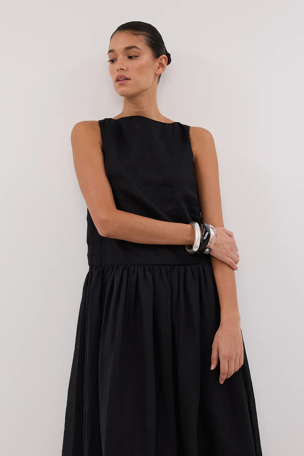 JACQUES BLACK RAMIE MIDI DRESS - Yukikoi