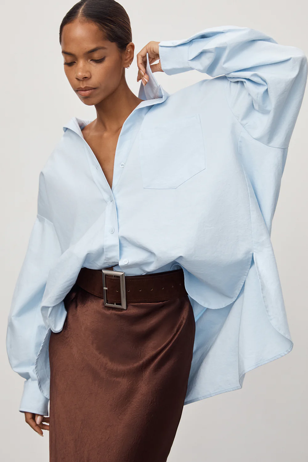 RHEA 2.0 ICE BLUE OVERSIZED COTTON SHIRT - Yukikoi
