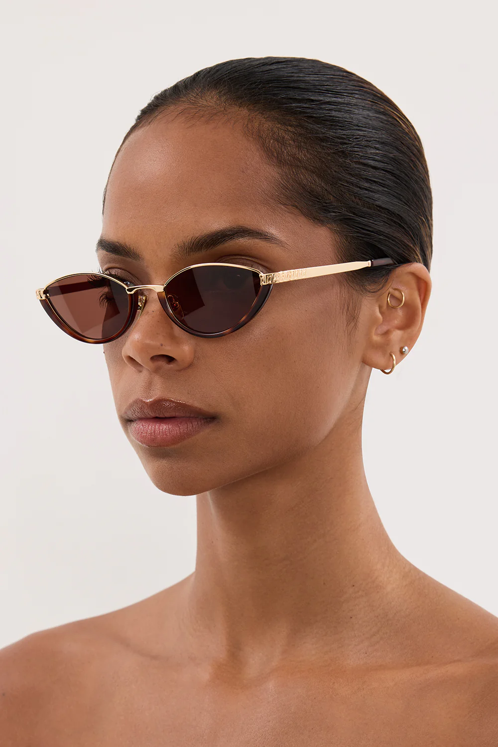 LUV LOU THE LIA GOLD BROWN SUNGLASSES - Yukikoi