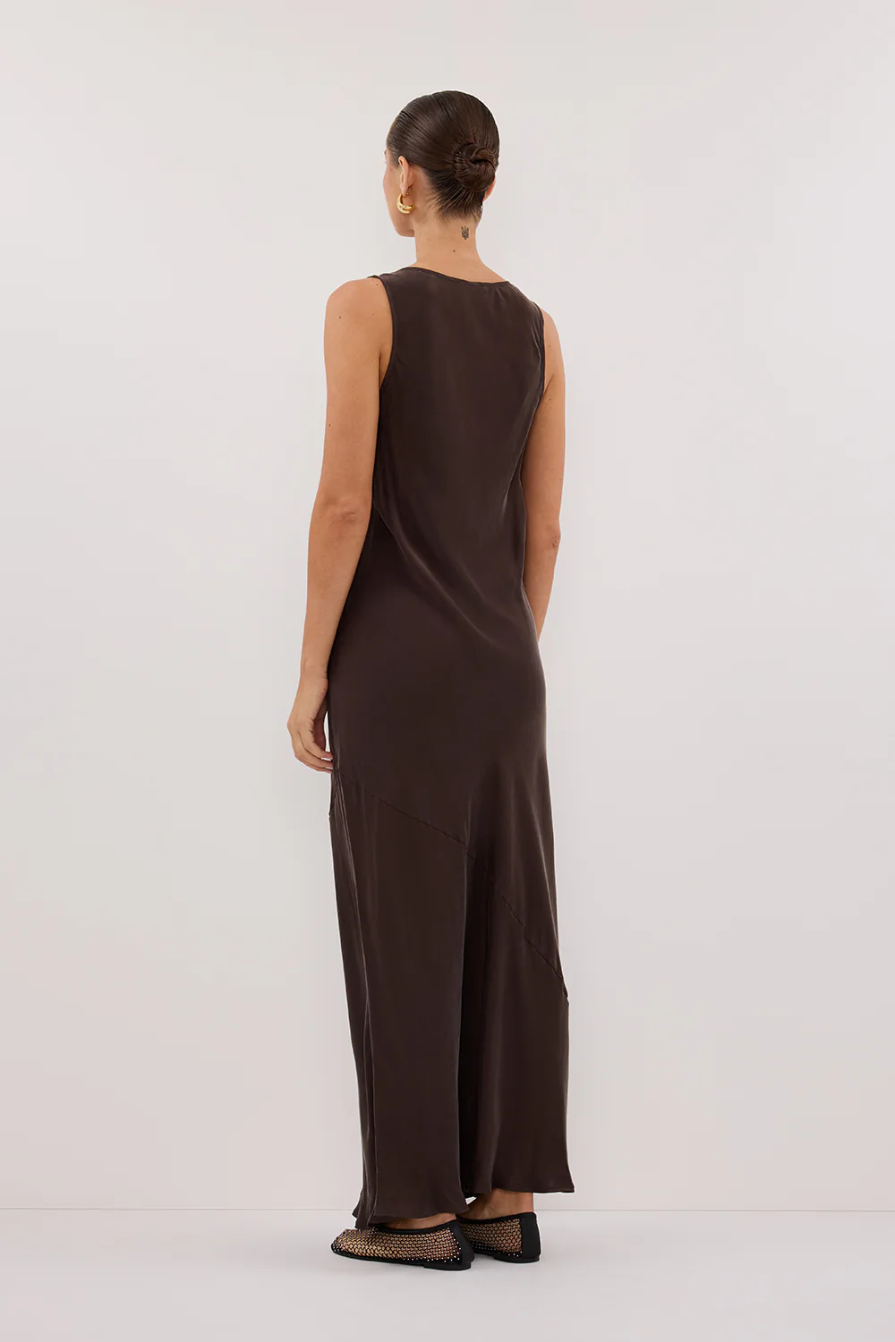 DARCY BITTER CHOC SILK MAXI DRESS - Yukikoi