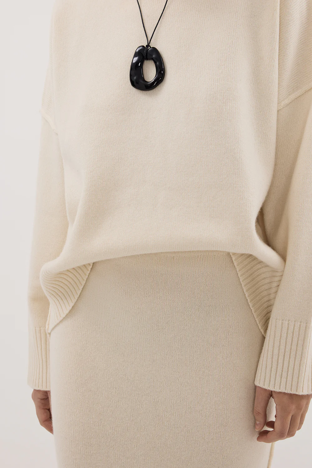 PAIGE CREAM WOOL KNIT MIDI SKIRT - Yukikoi