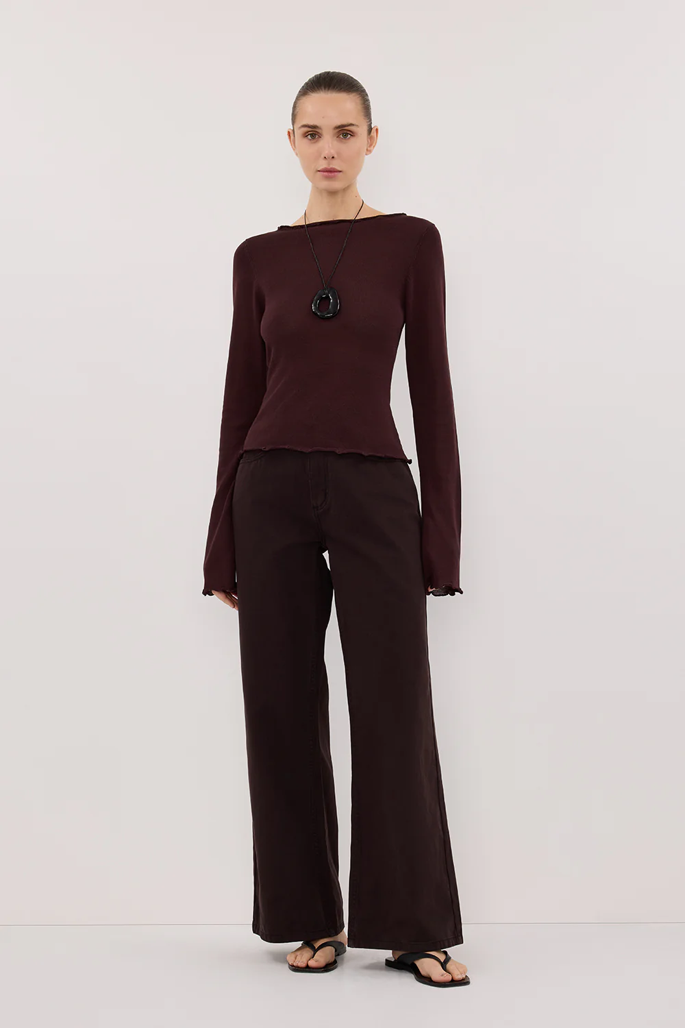 BLAKE PLUM LONG SLEEVE BOAT NECK KNIT TOP - Yukikoi