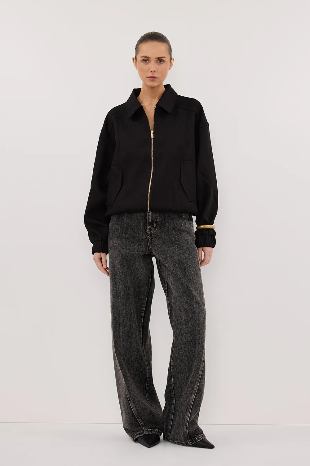 FRANKIE BLACK TWEED BOMBER JACKET - Yukikoi