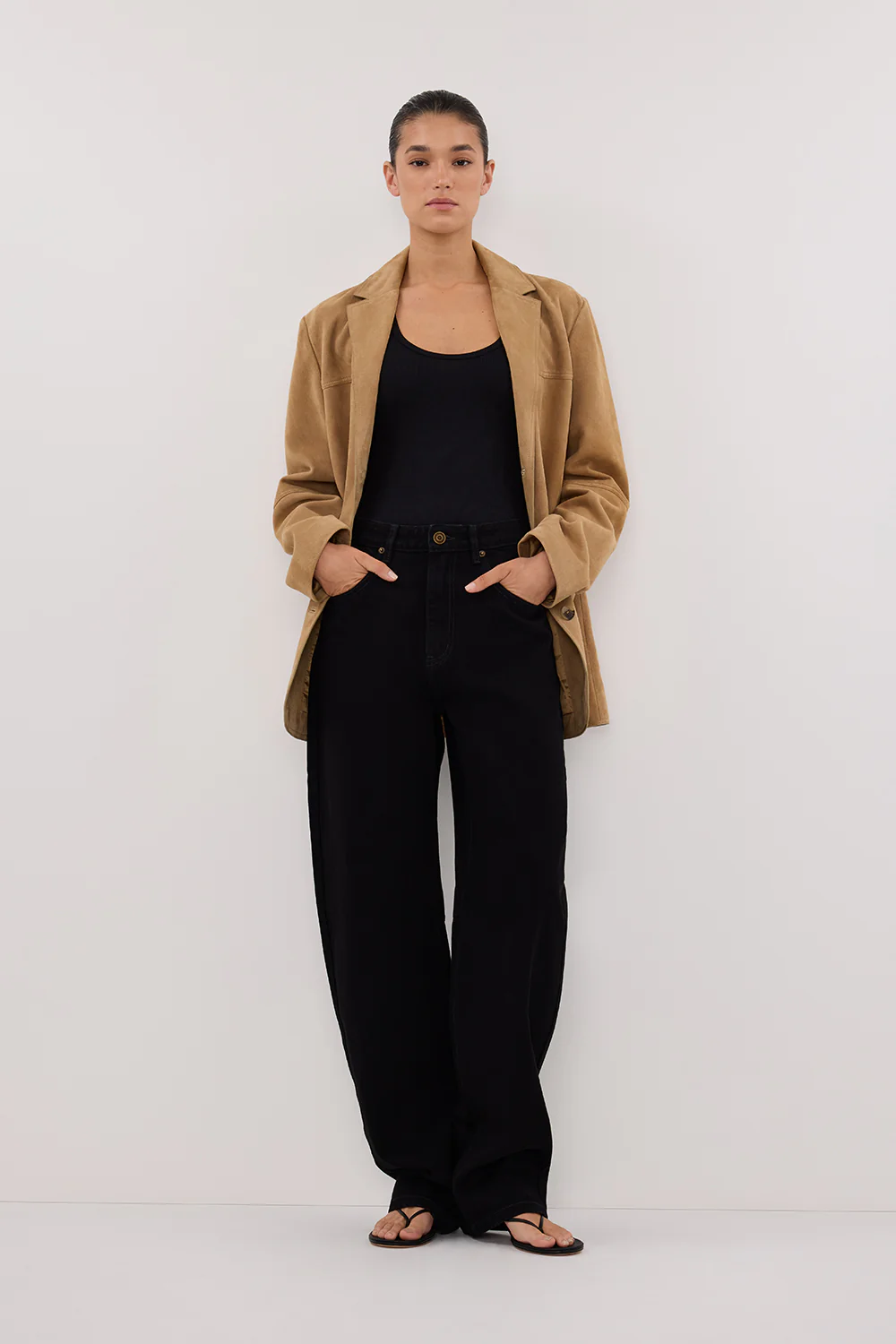 LIV BLACK DENIM BARREL LEG JEAN - Yukikoi