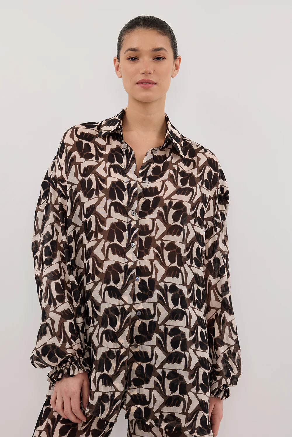 MAUI BITTER CHOC RAMIE LONG SLEEVE SHIRT - Yukikoi