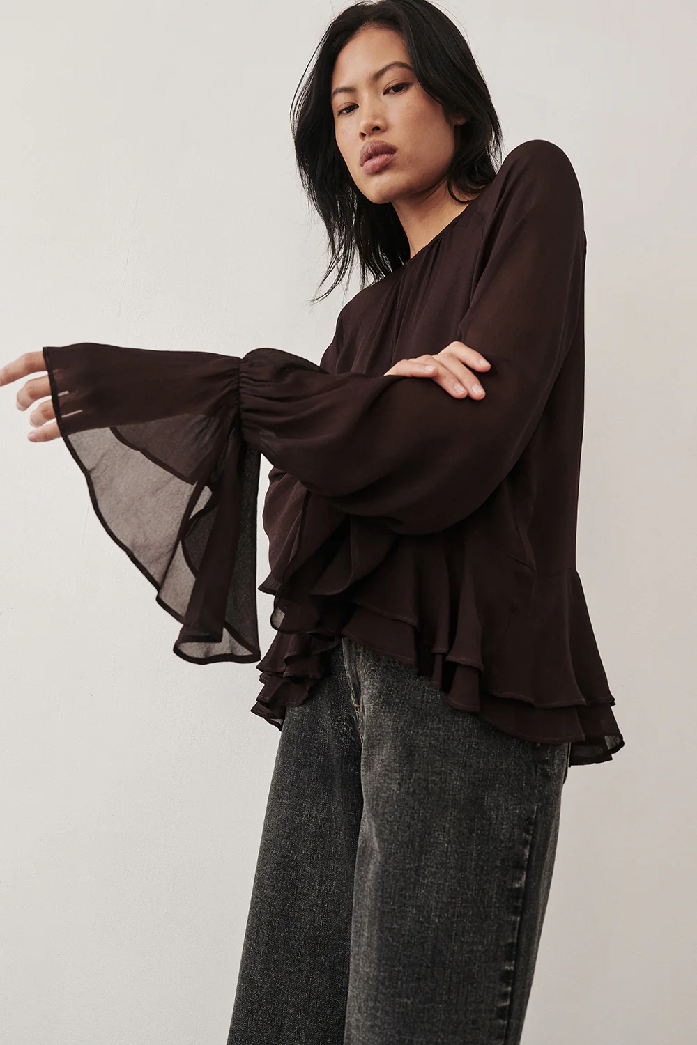 BODHI DARK CHOC LONG SLEEVE TOP - Yukikoi