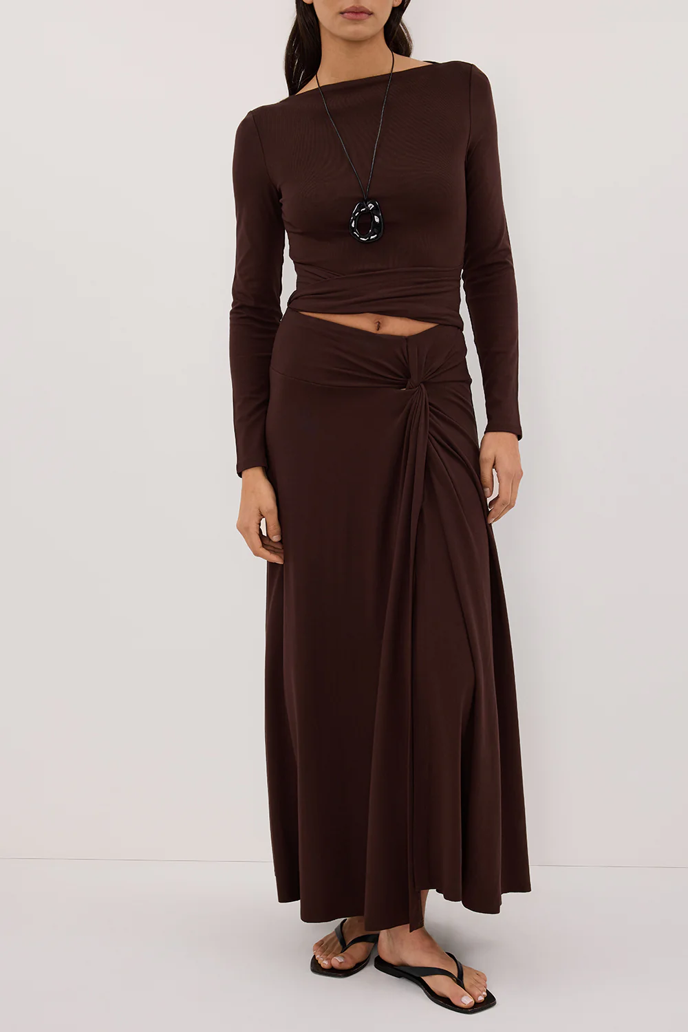 HADLEY CHOC TWIST MIDI SKIRT - Yukikoi