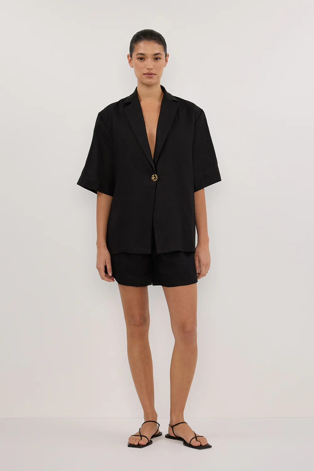 NALA BLACK LINEN RESORT SHIRT - Yukikoi