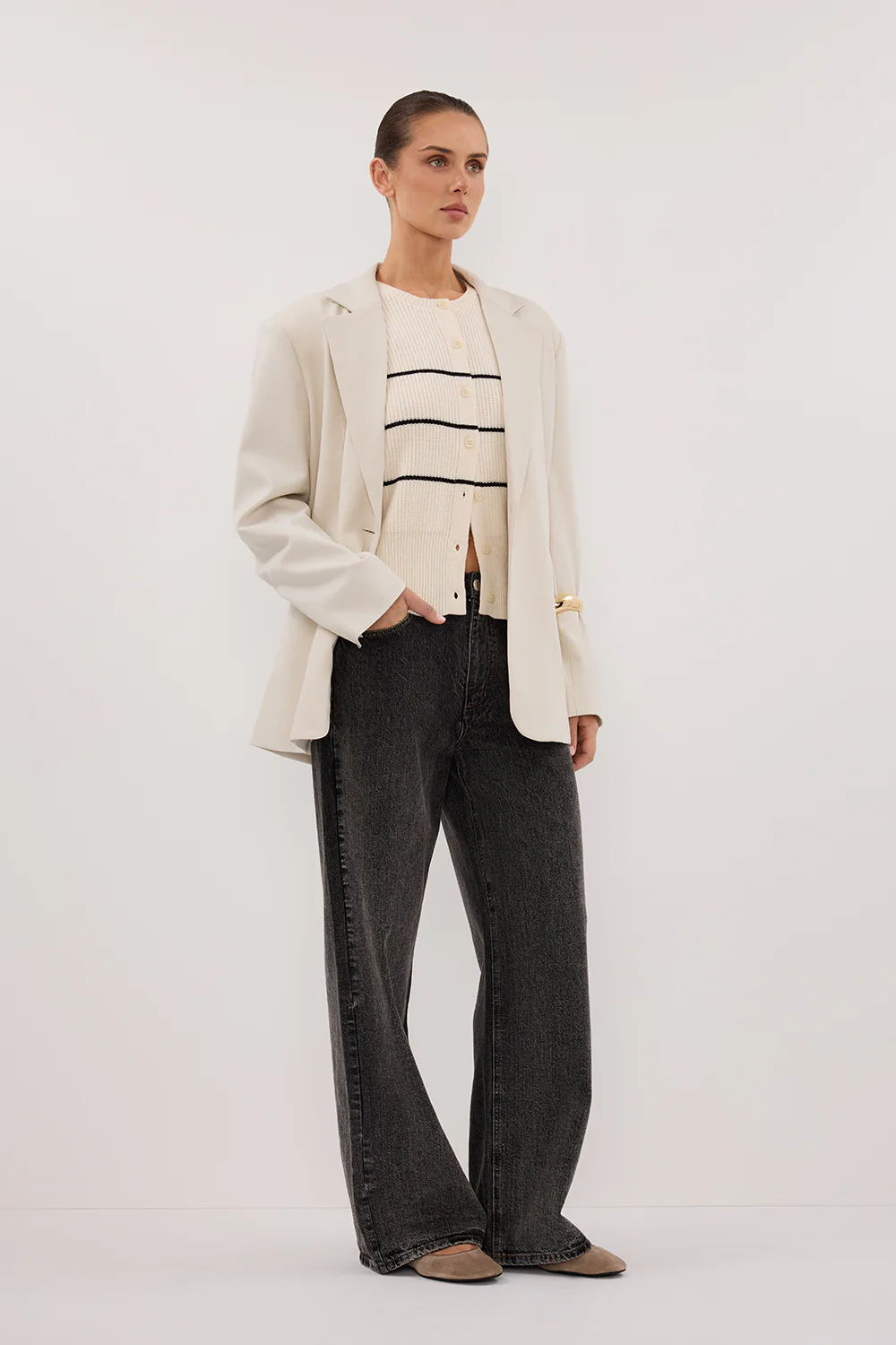 KATE CREAM STRIPE KNIT VEST - Yukikoi