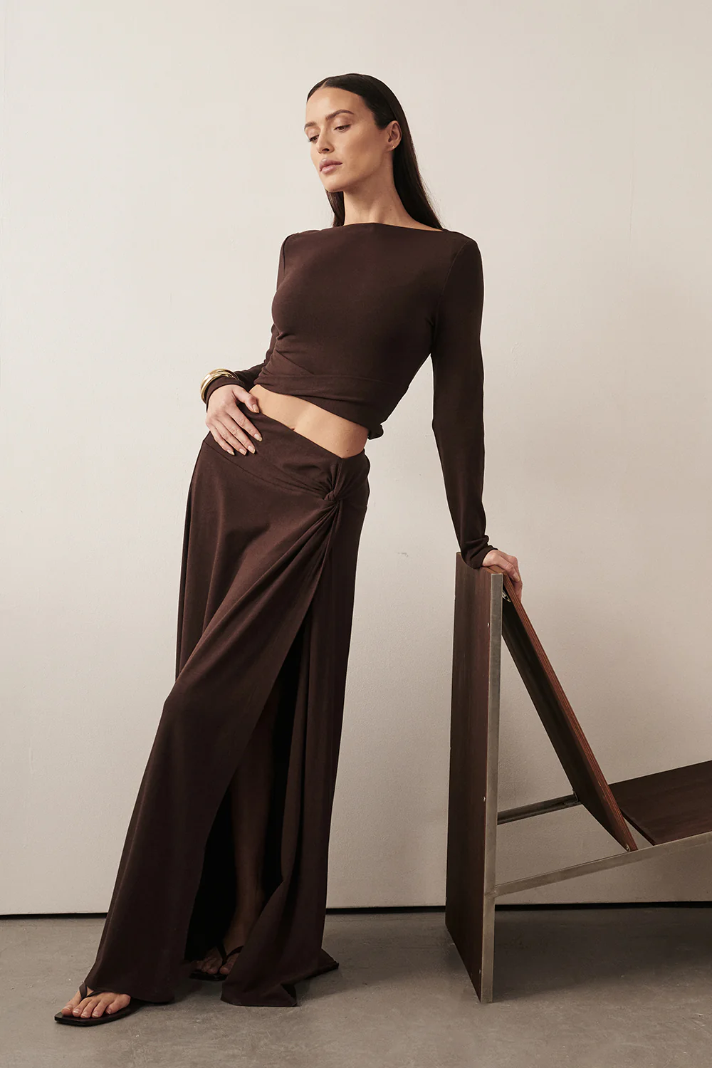 HADLEY CHOC TWIST MIDI SKIRT - Yukikoi