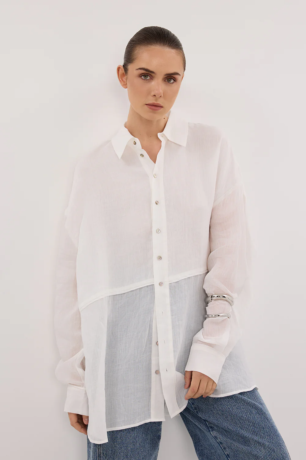 GIGI WHITE RAMIE LONG SLEEVE SHIRT - Yukikoi
