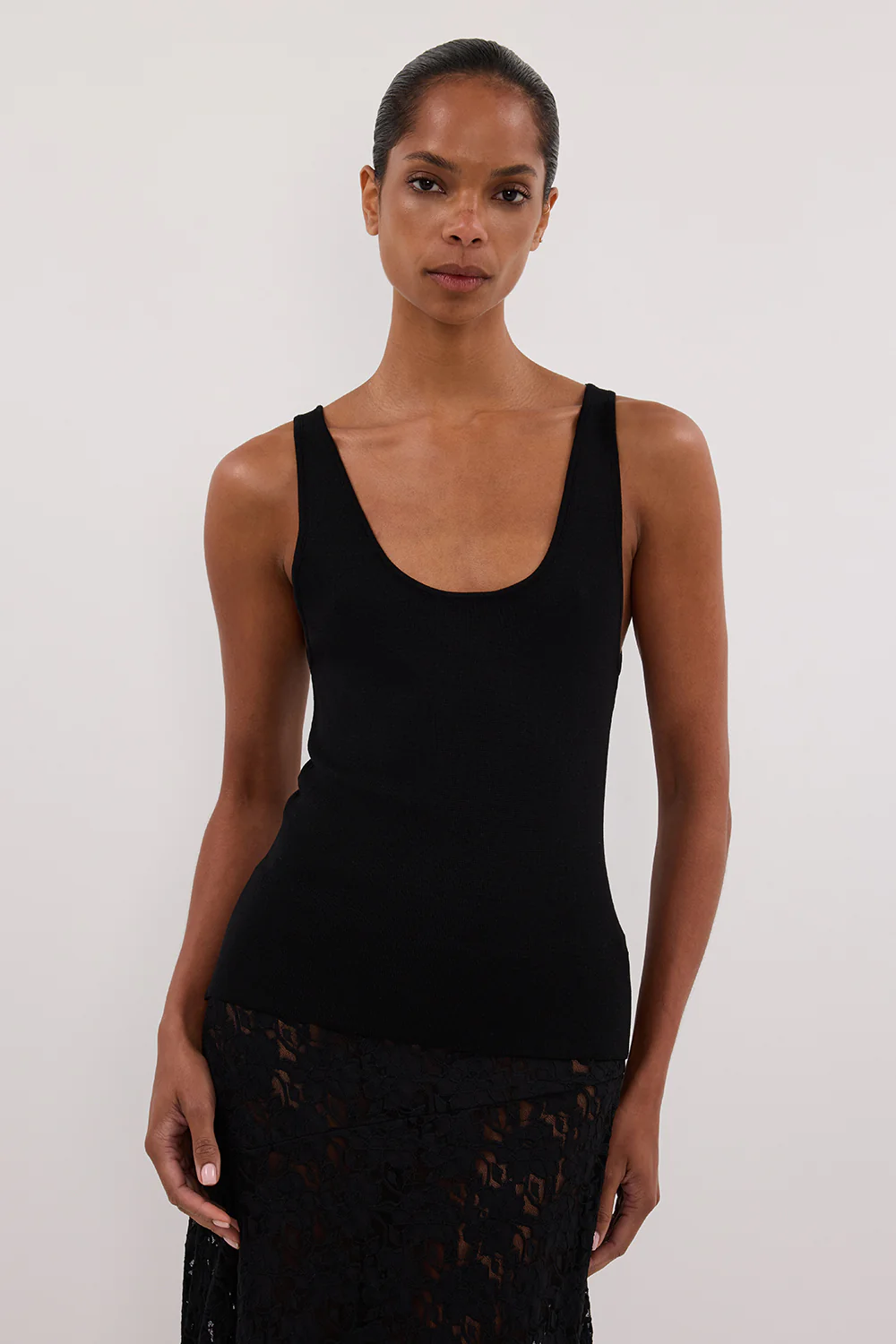TROY BLACK KNIT TANK - Yukikoi