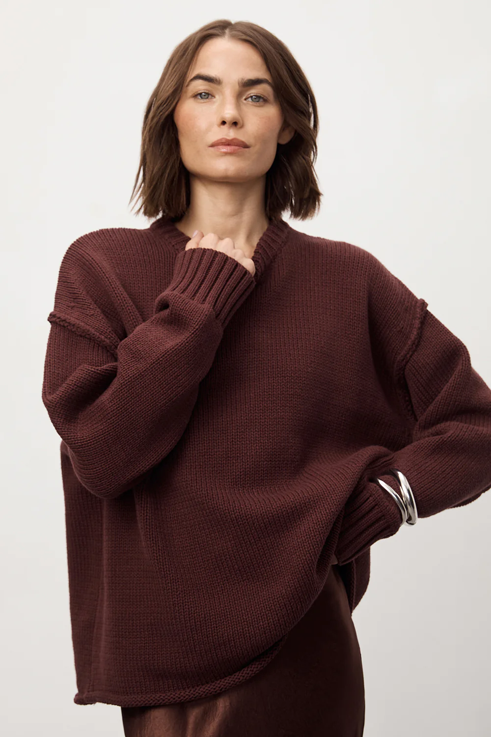 ROY WALNUT OVERSIZED LONGLINE KNIT JUMPER - Yukikoi