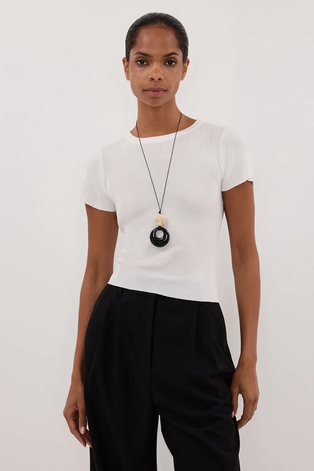 CLO WHITE RIBBED BABY TEE - Yukikoi