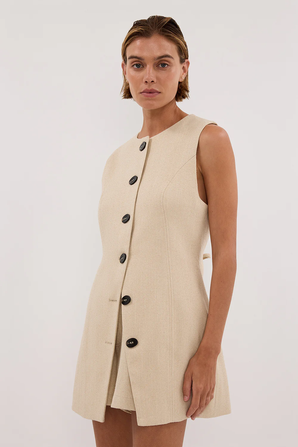 FRANKIE OAT TWEED TUNIC VEST - Yukikoi