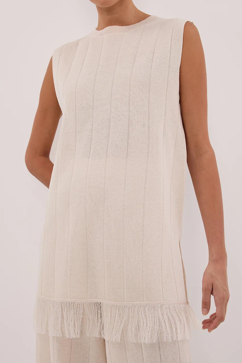 ARIA CREAM FRINGED TUNIC TOP - Yukikoi