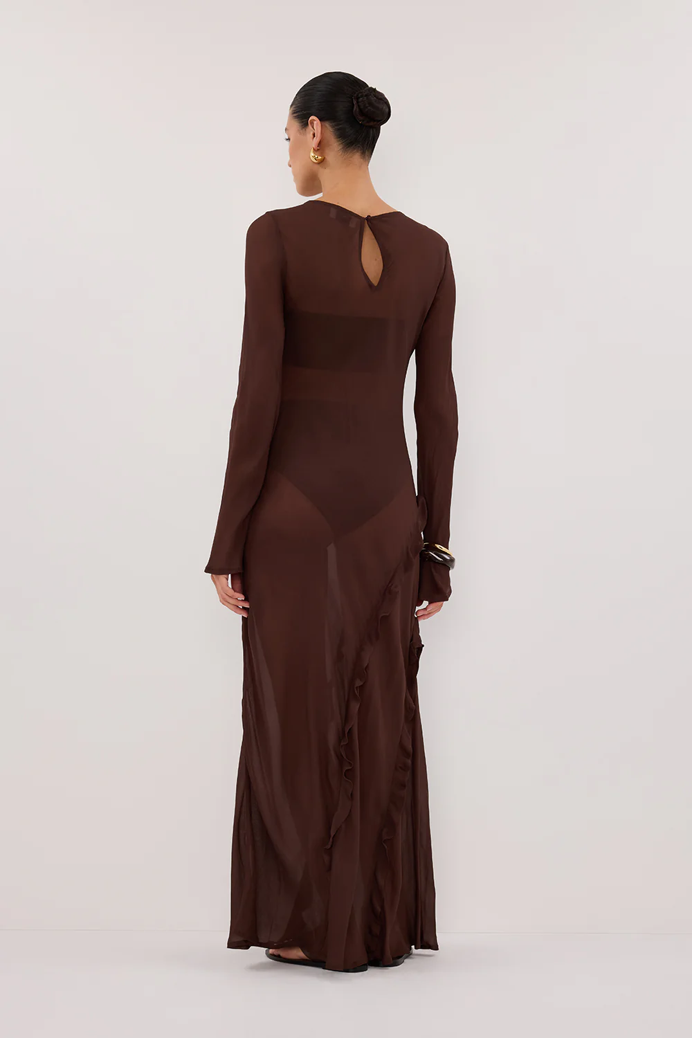 MARISSA CHOC LONG SLEEVE MAXI DRESS - Yukikoi