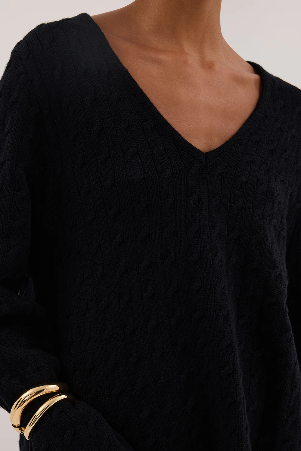 MAREN BLACK CABLE KNIT JUMPER - Yukikoi