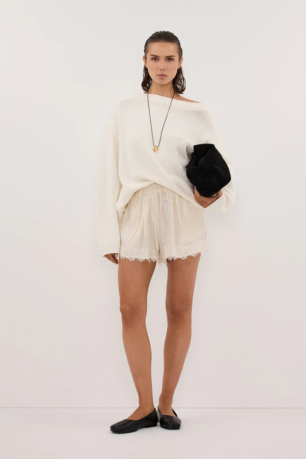 ANDREA SANDSTONE CUPRO LACE SHORT - Yukikoi