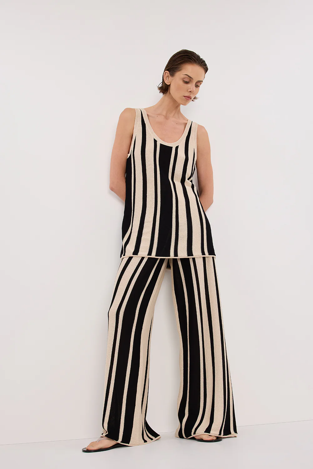 DELPHI STRIPE WIDE LEG KNIT PANT - Yukikoi
