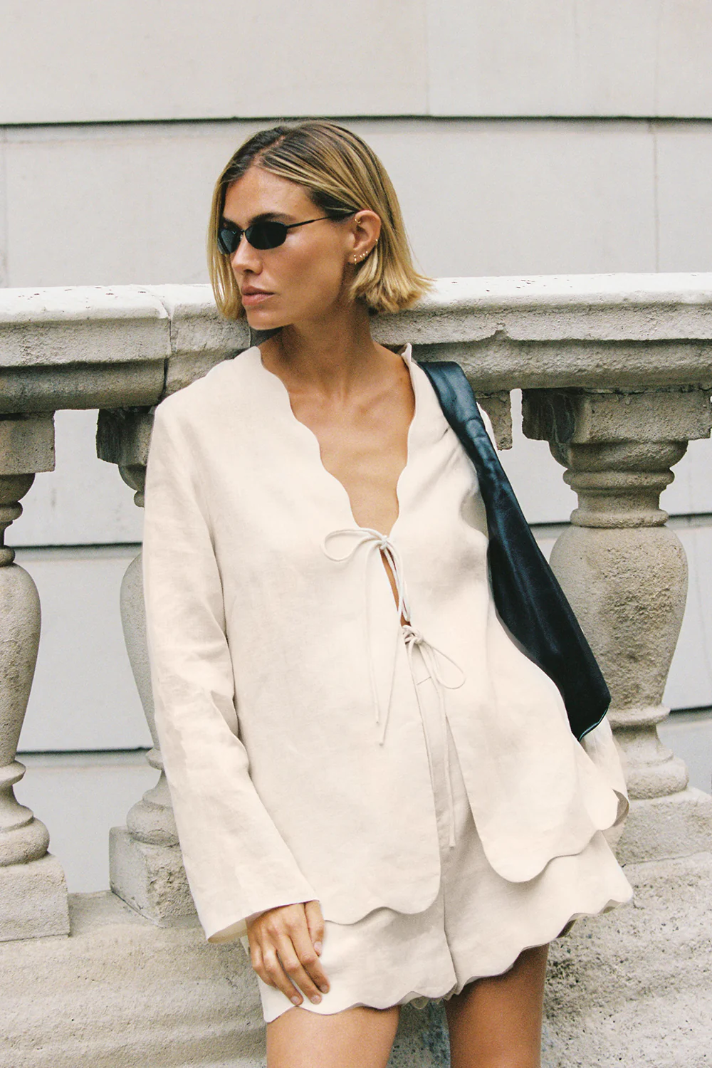 LELA SANDSTONE LONG SLEEVE LINEN TOP - Yukikoi