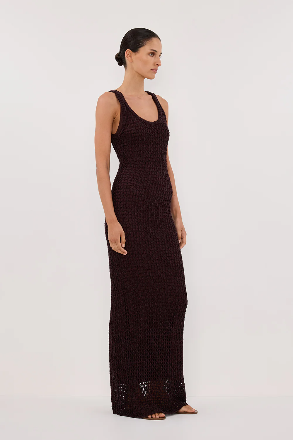 TESS CHOC CROCHET KNIT MAXI DRESS - Yukikoi