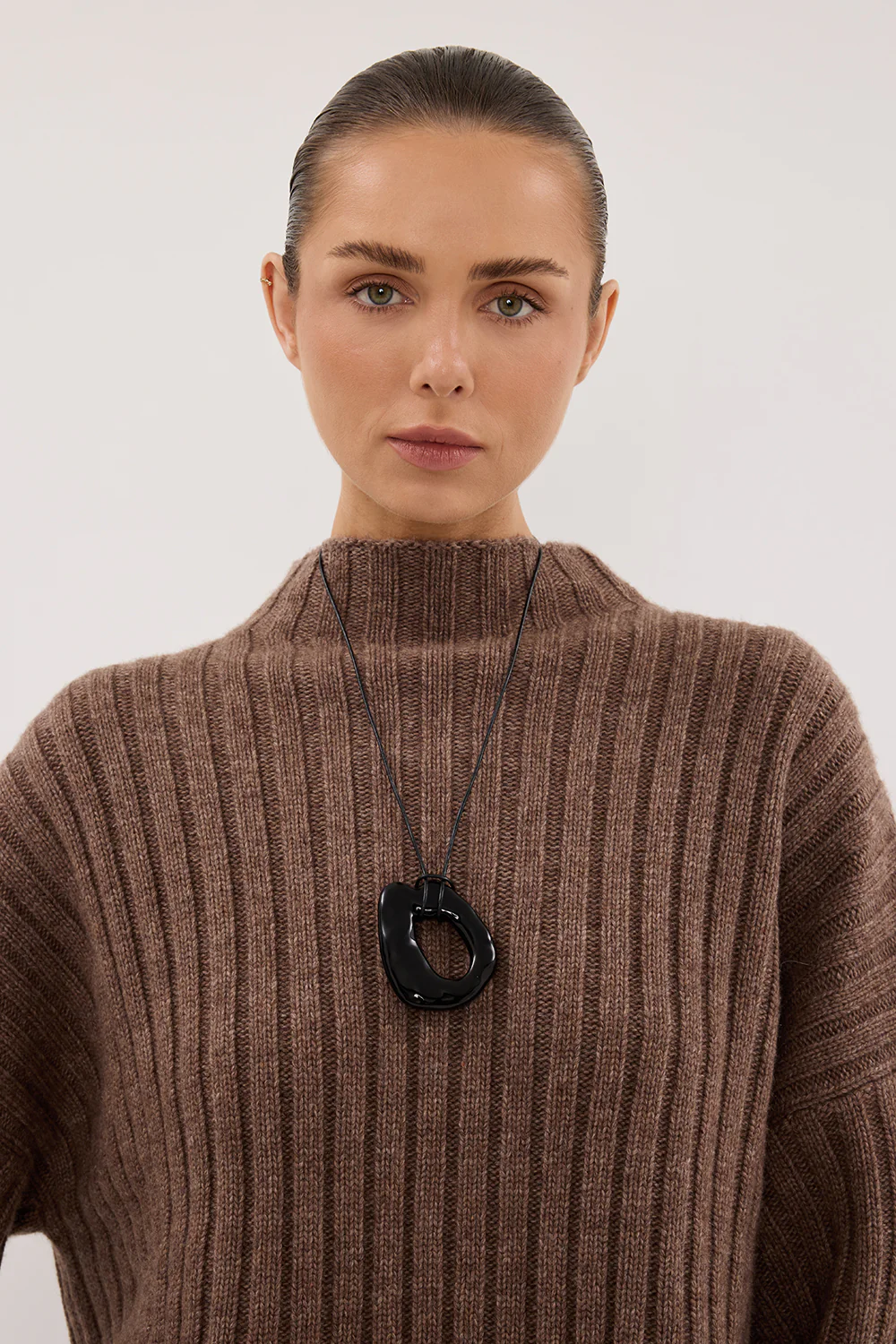 TUCSON MOCHA HIGH NECK KNIT JUMPER - Yukikoi