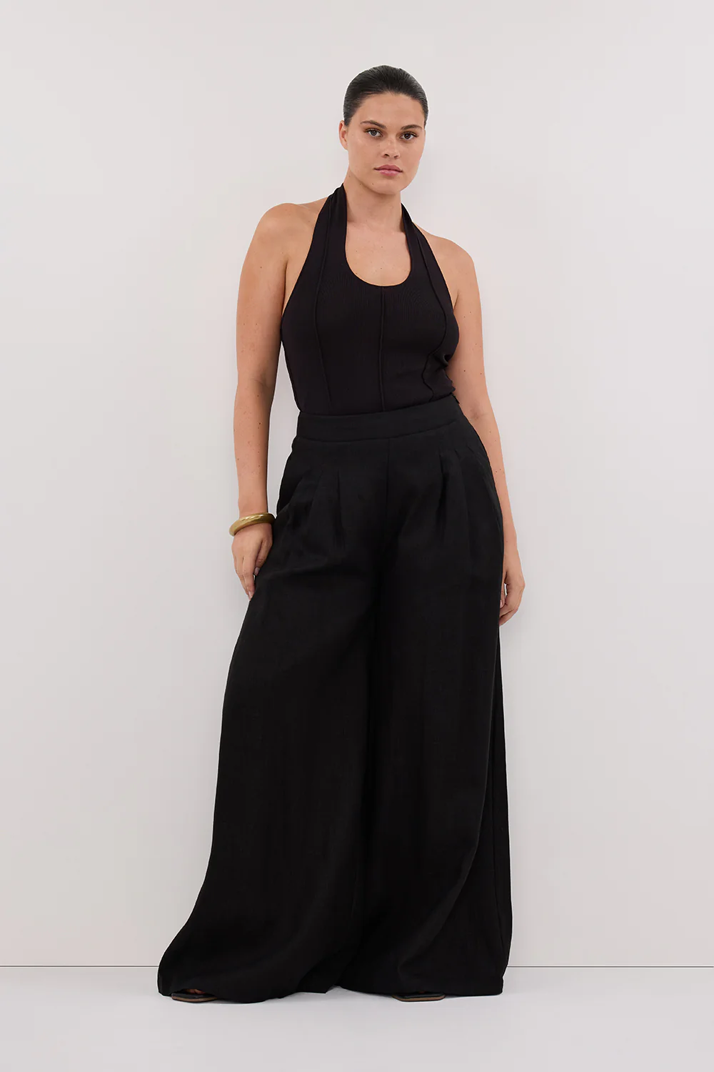CODY BLACK WIDE LINEN PANT - Yukikoi
