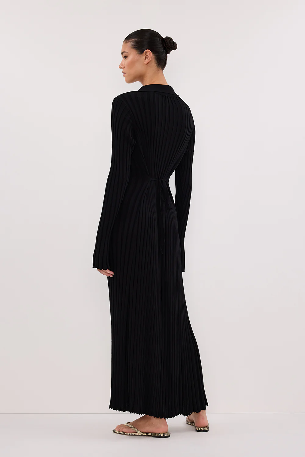 HAL BLACK LONG SLEEVE KNIT MIDI DRESS - Yukikoi