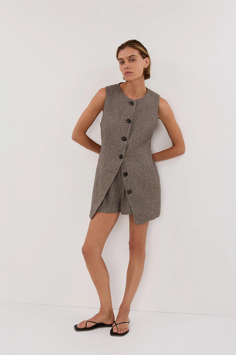 FRANKIE CHOC TWEED TUNIC VEST - Yukikoi
