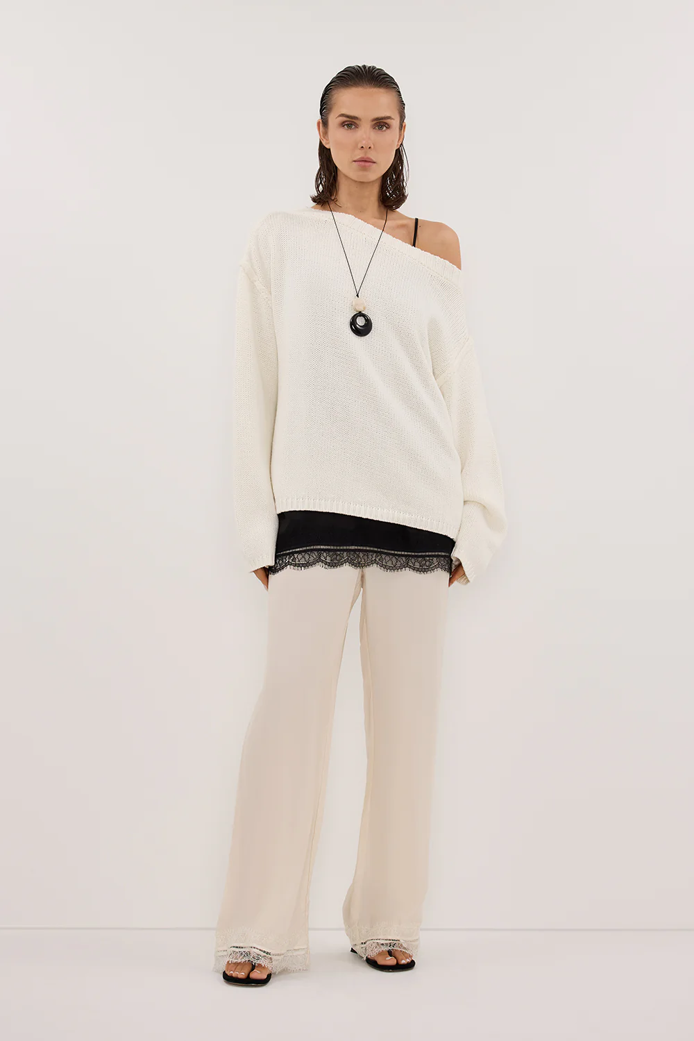 ANDREA SANDSTONE CUPRO LACE PANT - Yukikoi