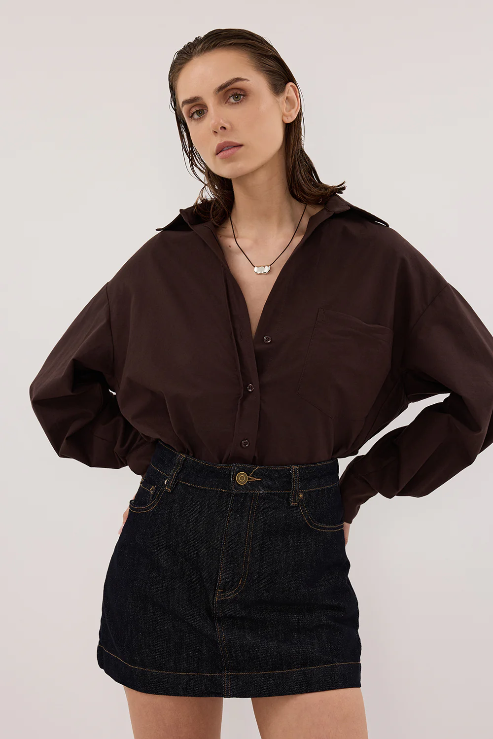 KERA RAW INDIGO DENIM A LINE SKORT - Yukikoi