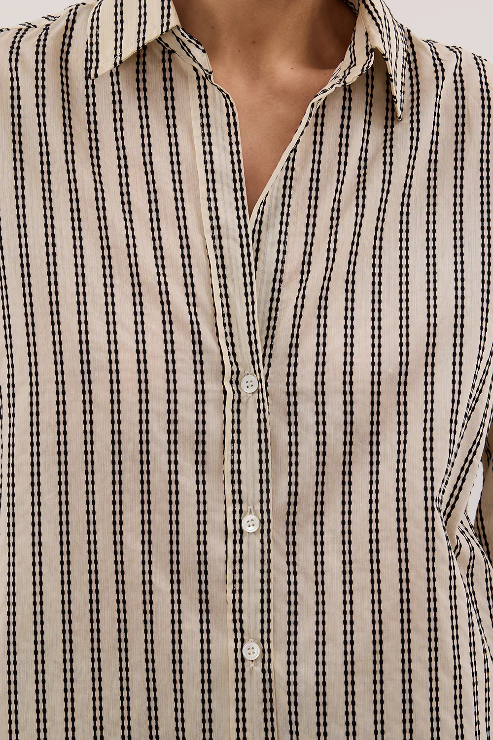 ELLIE CREAM OVERSIZED LONG SLEEVE STRIPE SHIRT - Yukikoi