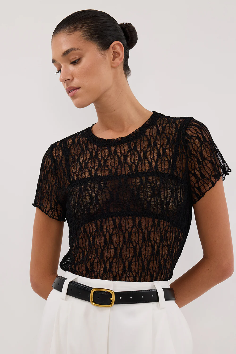 LIZZIE BLACK LACE CAP SLEEVE TOP - Yukikoi