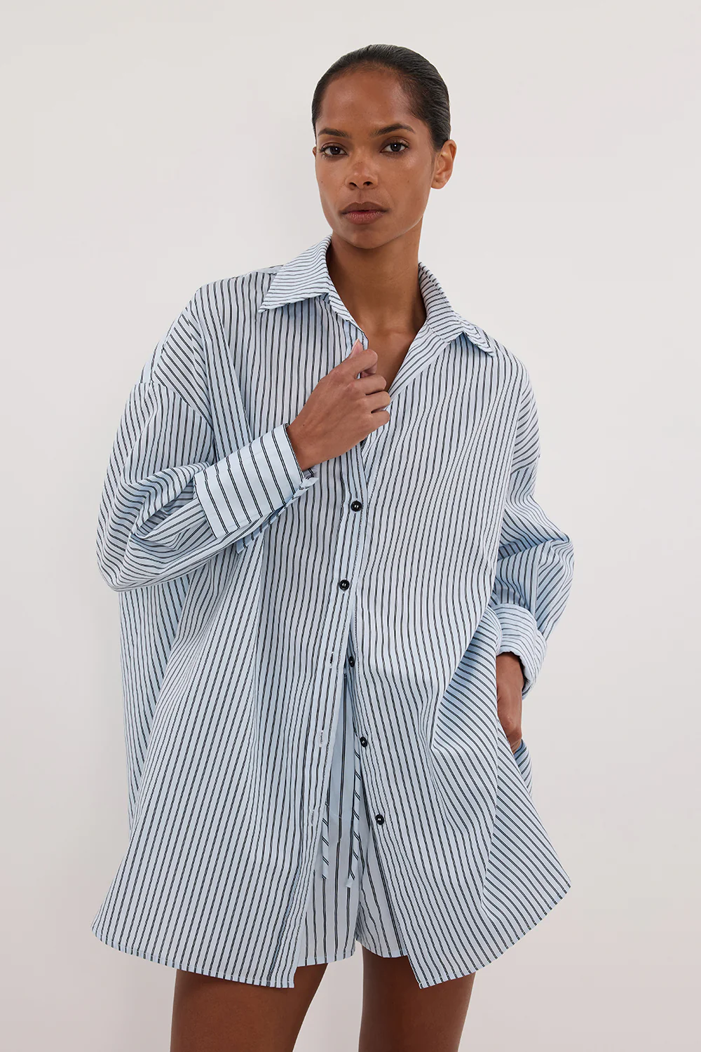 SABLE ICE BLUE SILK BLEND SHIRT - Yukikoi
