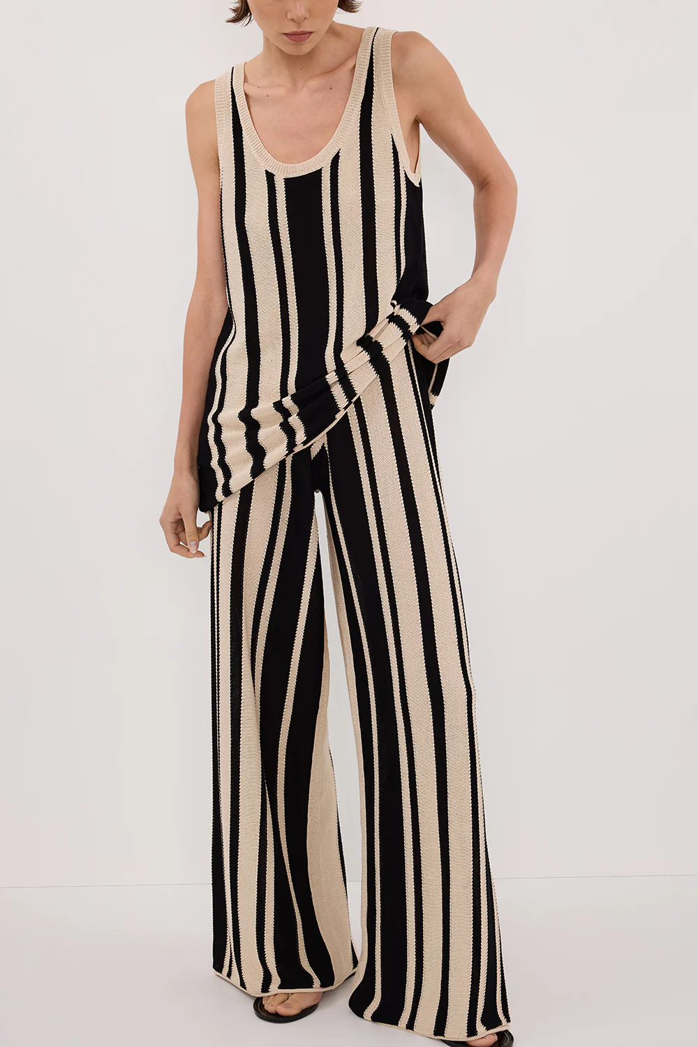 DELPHI STRIPE WIDE LEG KNIT PANT - Yukikoi