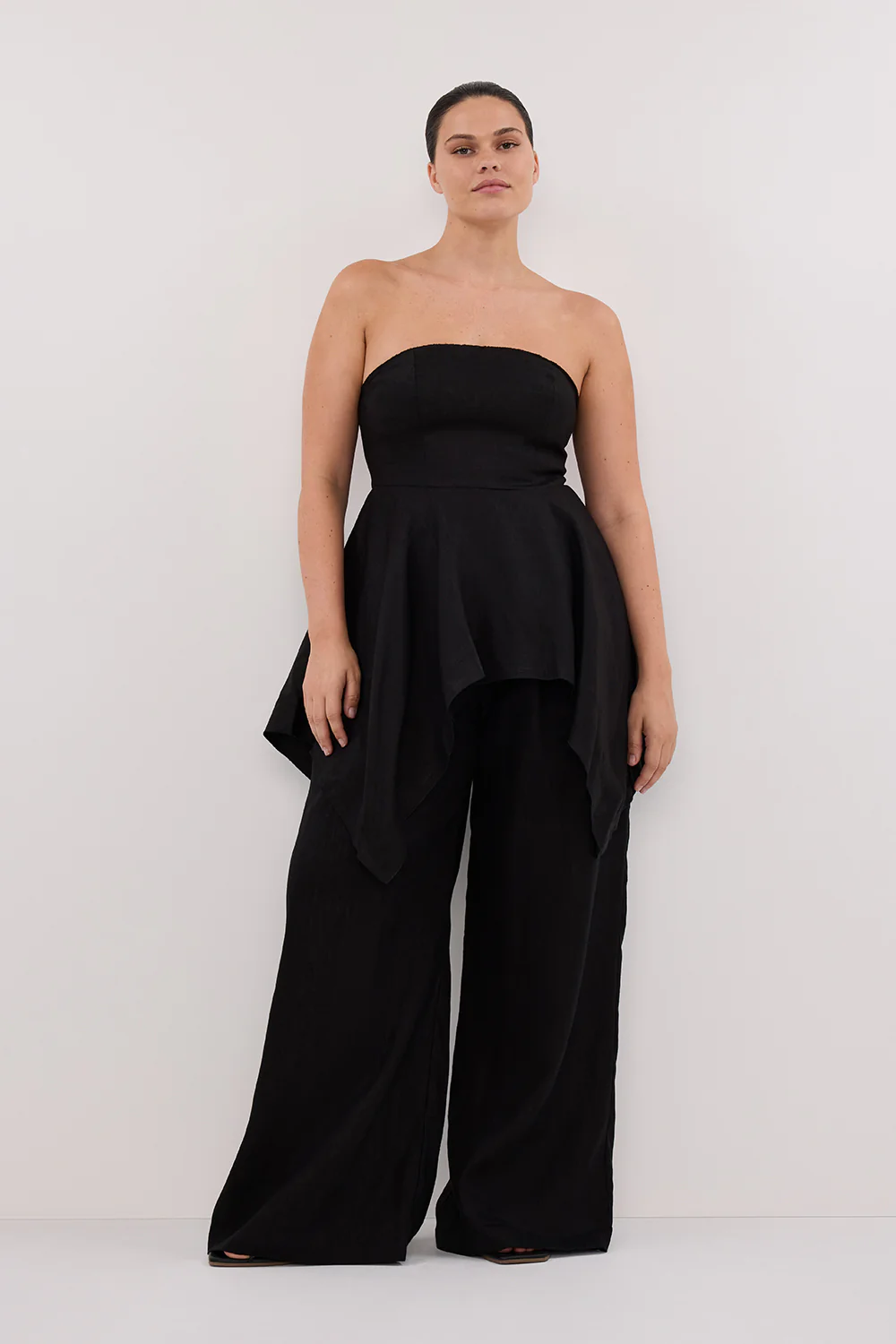 LUNA BLACK LINEN HANDKERCHIEF TOP - Yukikoi