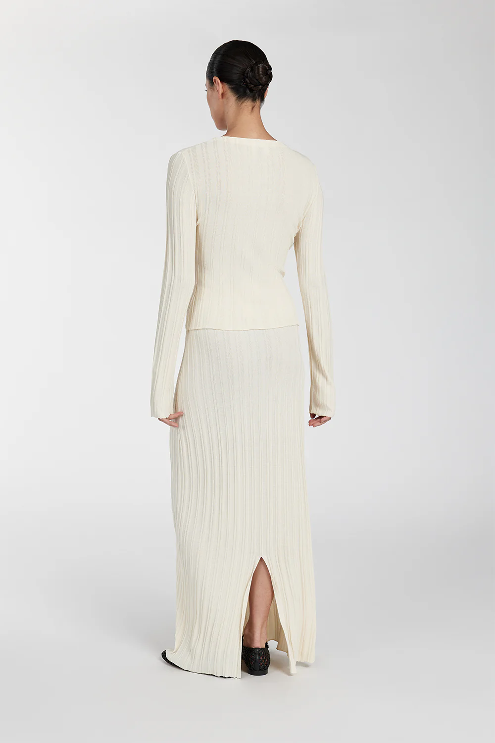 SYLVIA CREAM KNIT MIDI SKIRT - Yukikoi
