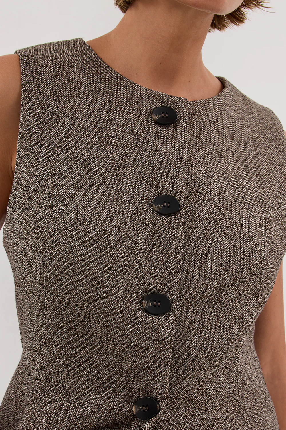 FRANKIE CHOC TWEED TUNIC VEST - Yukikoi