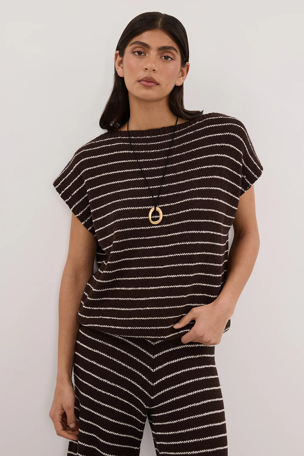 ASPEN CHOC STRIPE KNIT TOP - Yukikoi