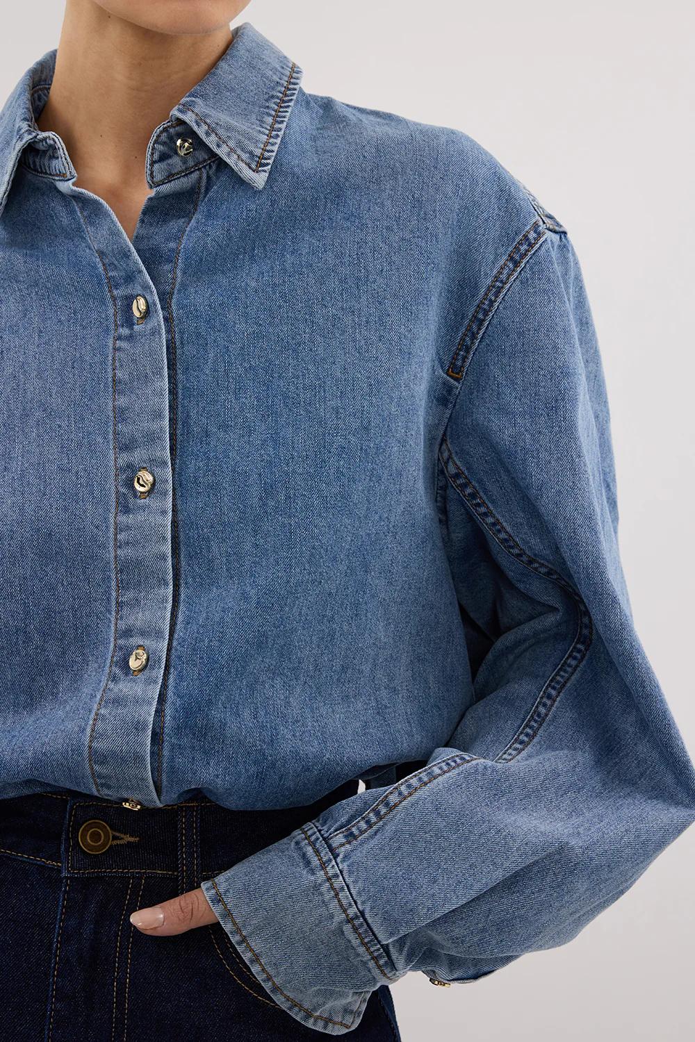 AMARA LIGHT BLUE DENIM SHIRT - Yukikoi