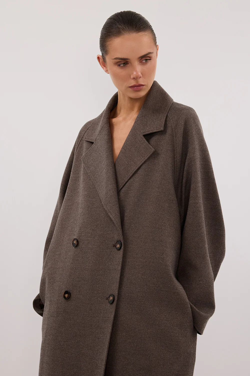 YORK COFFEE OVERSIZED WOOL BLEND COAT - Yukikoi